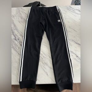 Adidas Black Joggers with White Stripes